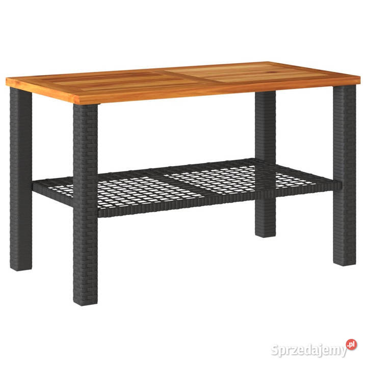 Stolik ogrodowy czarny 70x38x42 polirattan i mazowieckie Warszawa