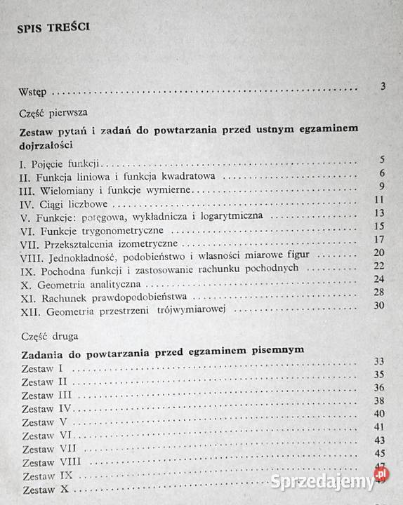 Zbiór pytań i zadań egzaminacyjnych z matematyki Chełm sprzedam