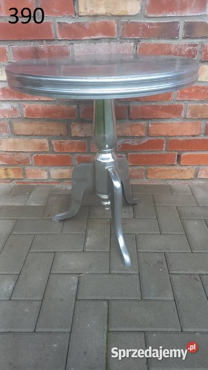 Stolik kawowy stylowy aluminiowy niklowany Gawroniec