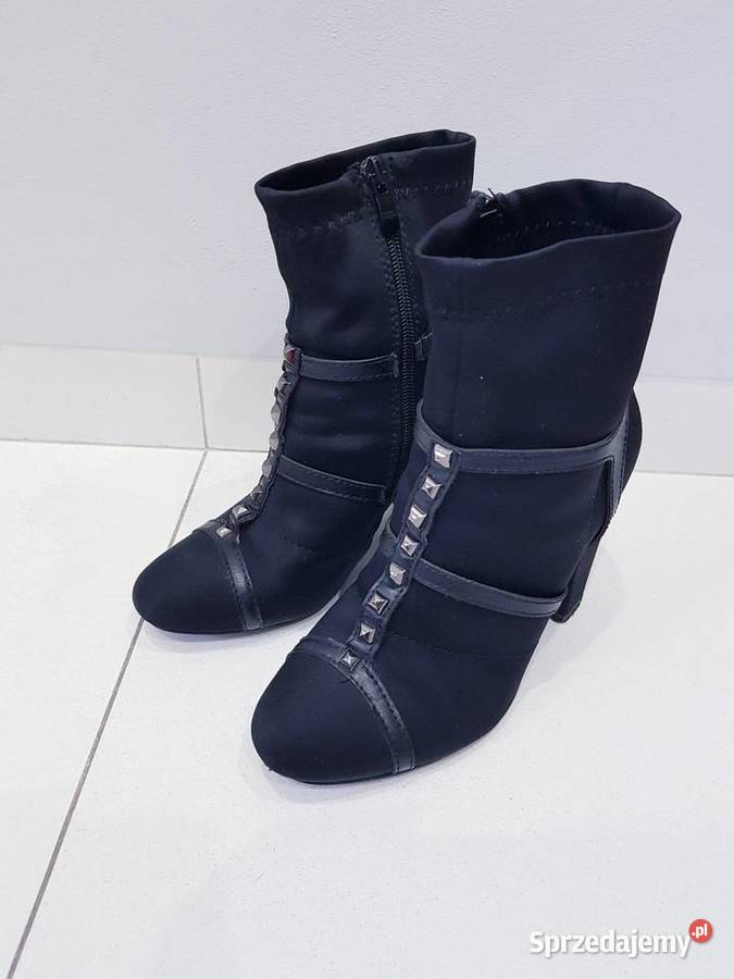 Damskie jesienne botki na słupku z ćwiekami śląskie Dąbrowa Górnicza