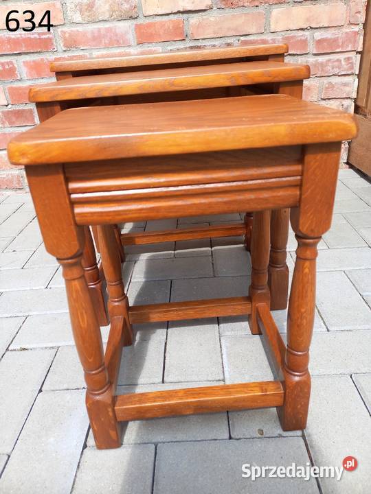 Stolik kawowy dębowy kwietnik Komplet stolików 3 Gawroniec