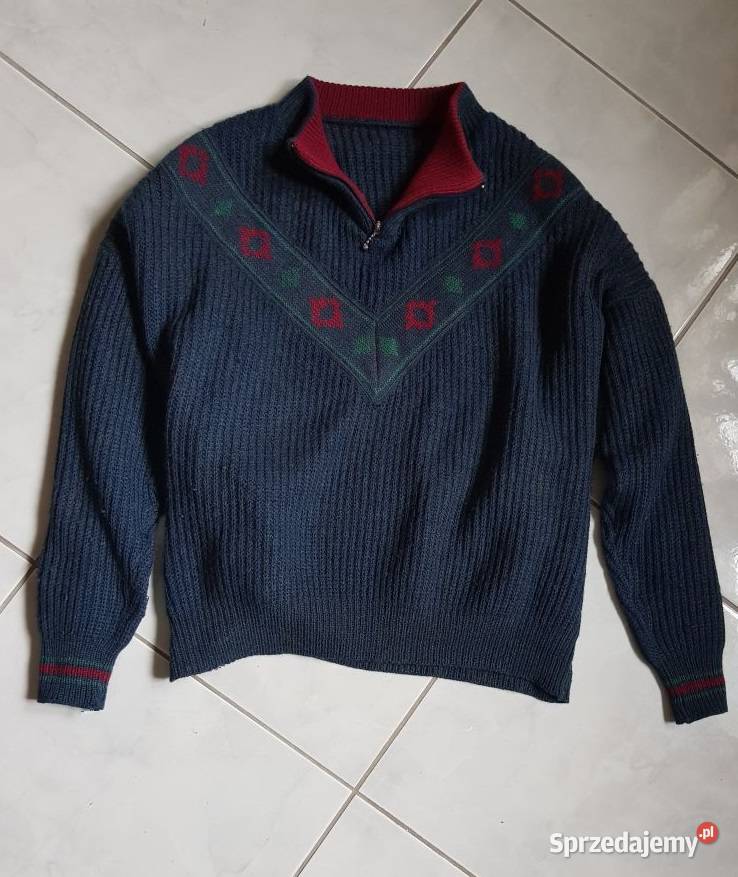 sweter rozsuwany golf vintage wełniany melanż Kielce