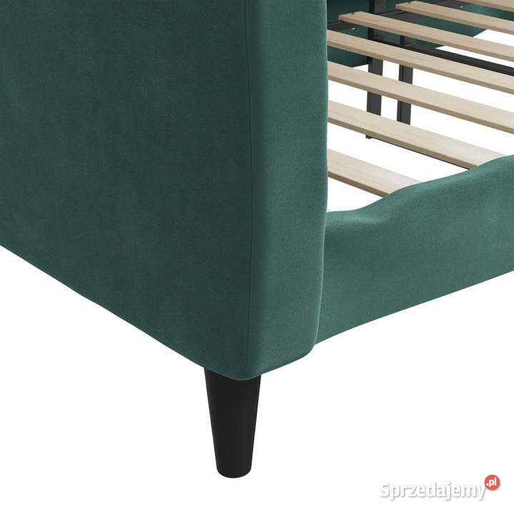 Sofa z funkcją spania ciemnozielona obita