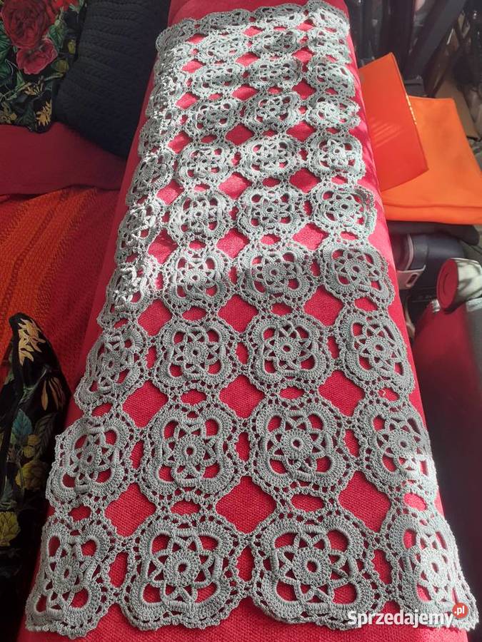 serwetka ażurowa szydełkowa bieżnik szary Bieżniki Gdańsk
