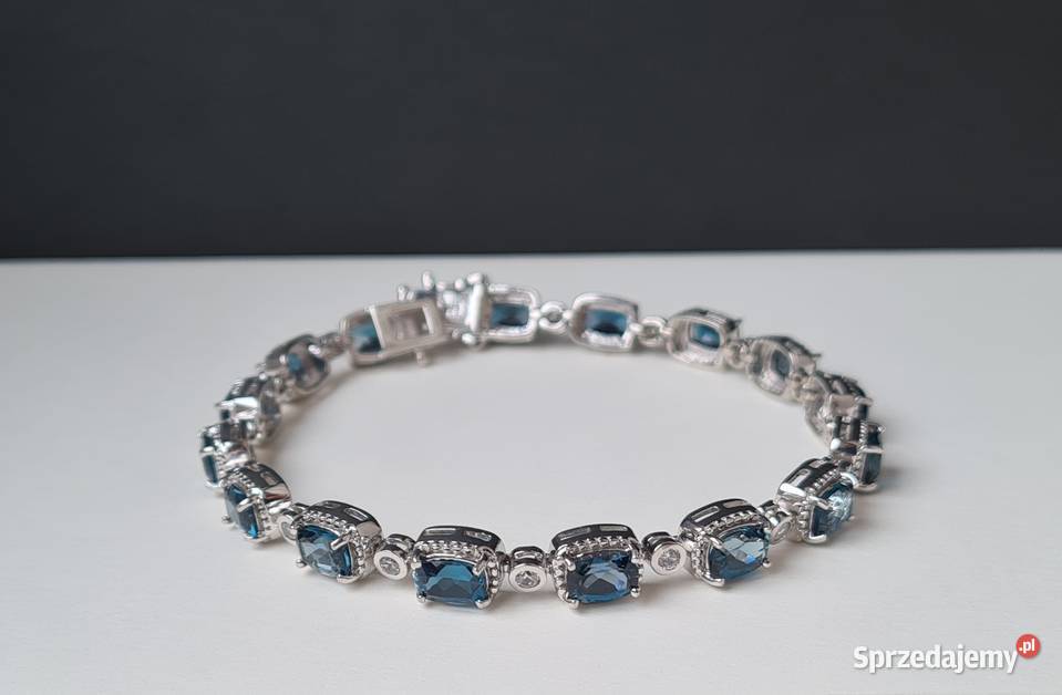 Srebrna bransoletka z Topazem London Blue i Otwock