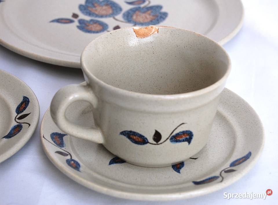 Serwis deserowy talerze filiżanki kamionka Lublin