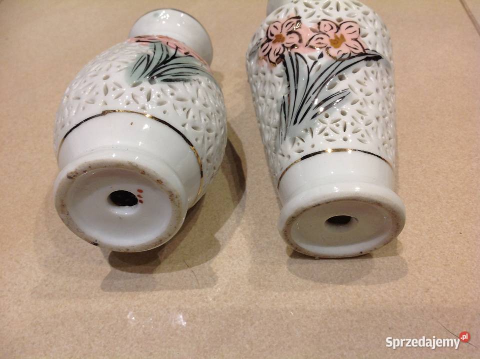 Wazoniki Ażurowr z Porcelany PRL 2 Nowa Sól