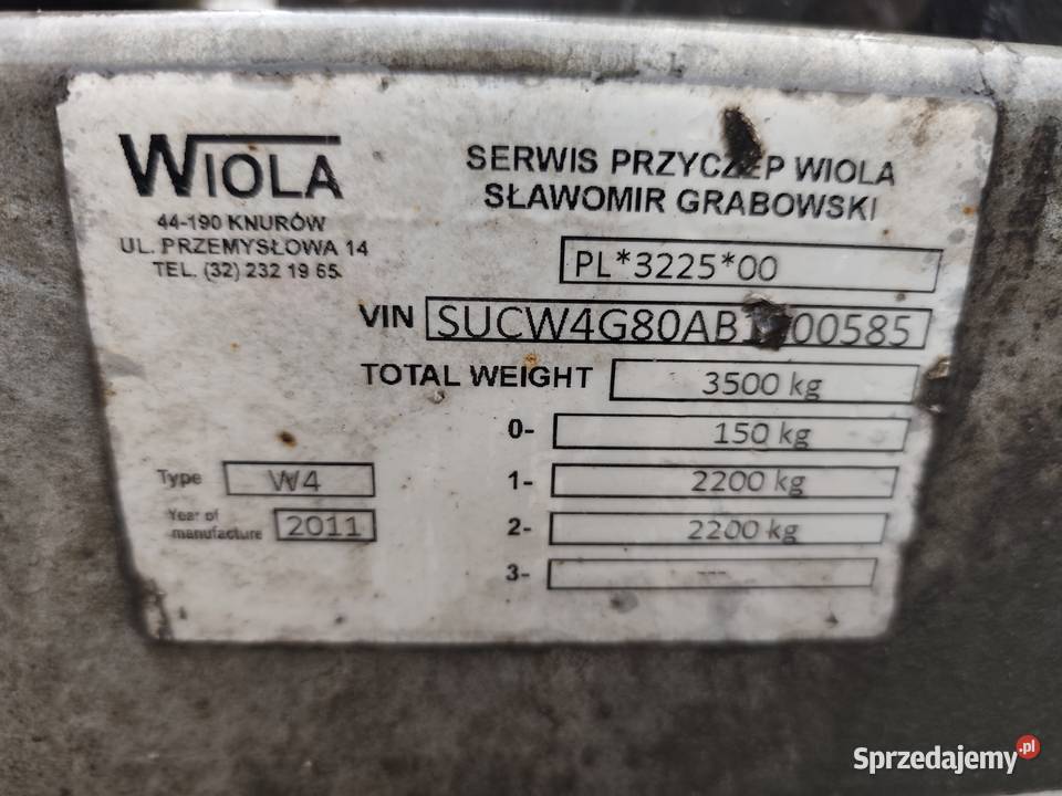 Przyczepa Laweta WIOLA DMC 3500 800 x 215 2 Lawety Wodzisław