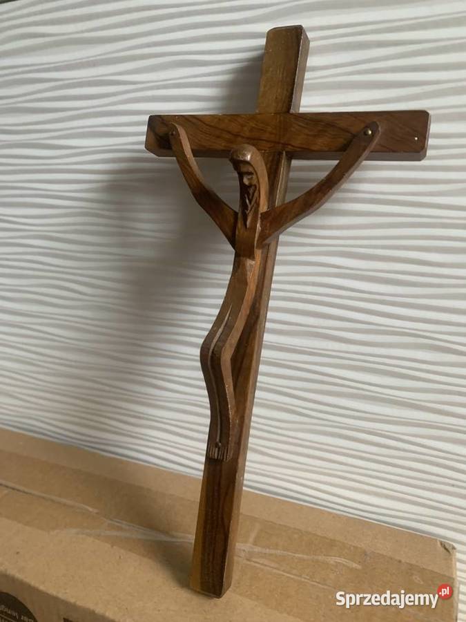 art deco Krzyż na ścianę drewno Łowicz