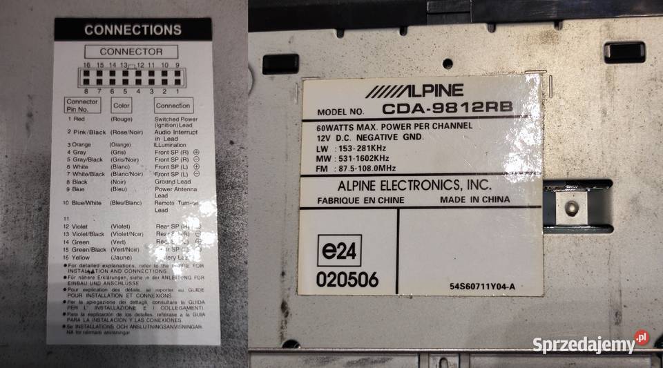 Radioodtwarzacz CD Alpine CDA9812RB radio Kielce