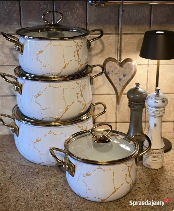 229 Garnki emalia kremowy marmur MASTERPAN