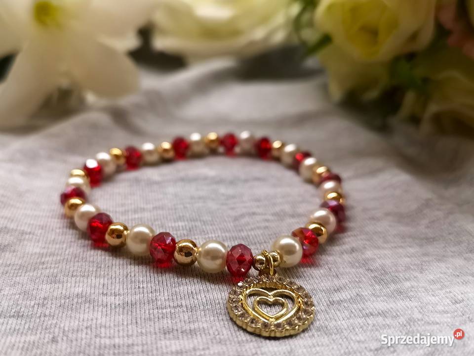 Bransoletka damska z perłowymi i czerwonymi Kielce