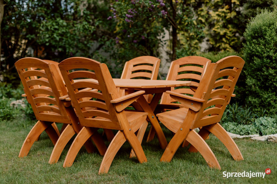 Meble ogrodowe drewniane składane typ X lamel 4 drewno śląskie Kalety