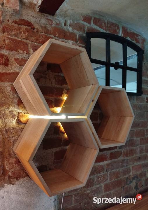 Półka dębowa heksagon 68cm Półki Postolice sprzedam
