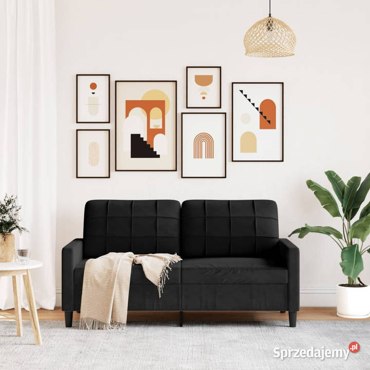 Sofa 2osobowa czarna 140 tapicerowana aksamitem mazowieckie Warszawa