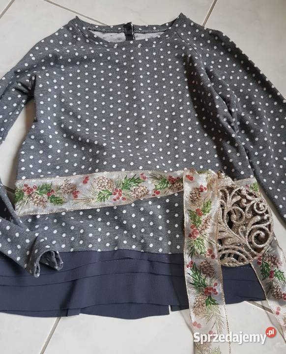 bluzka sweter kardigan w kropki dzianina żorżeta szary/srebrny sprzedam