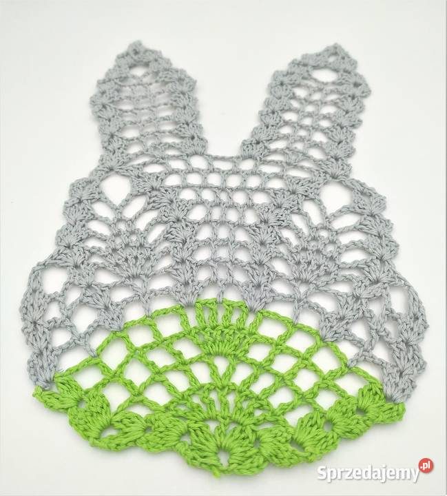 Zawieszka serwetka zajączek na szydełku szary Poznań