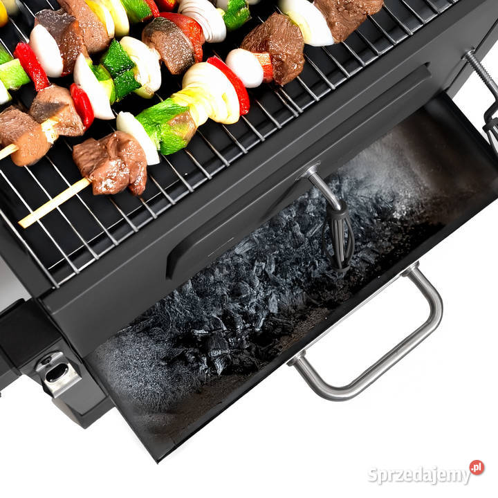 Duży grill węglowy ogrodowy ruszt z pokrywą Poznań