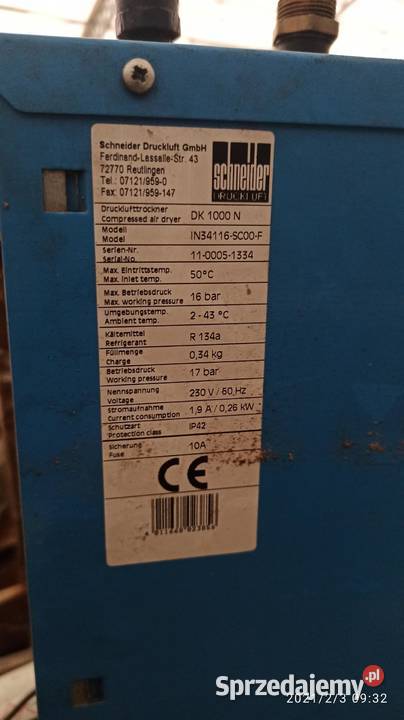 osuszacz do sprężonego powietrza schneider DK Kłodawa
