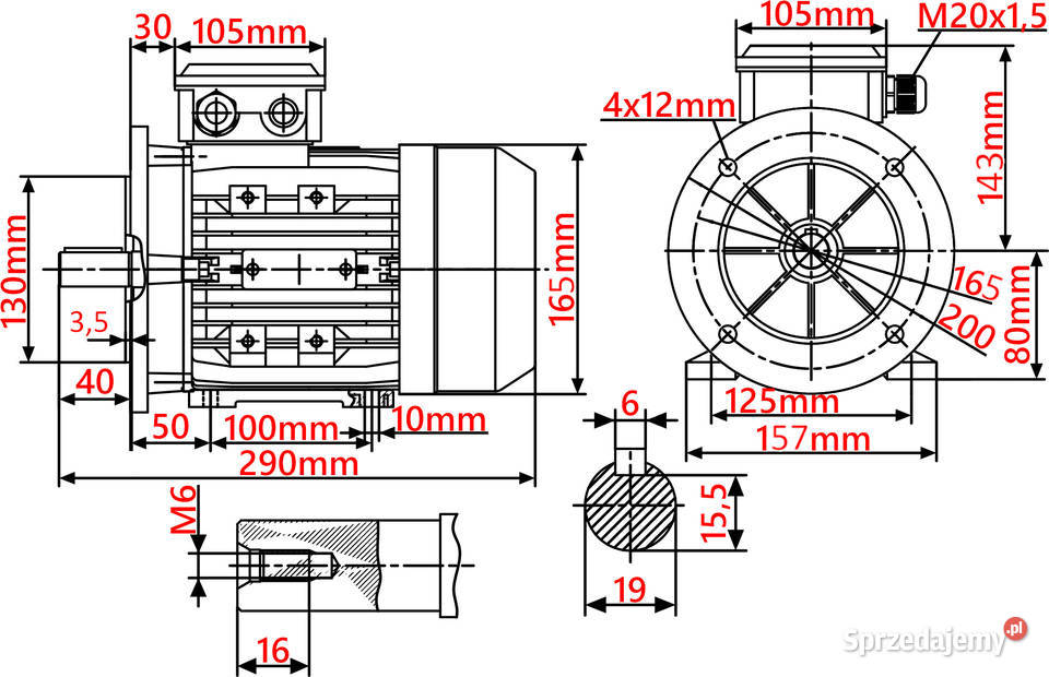 SILNIK ELEKTRYCZNY 075kW 230V 1420obr 1Fazowy Rolnictwo Solec Kujawski
