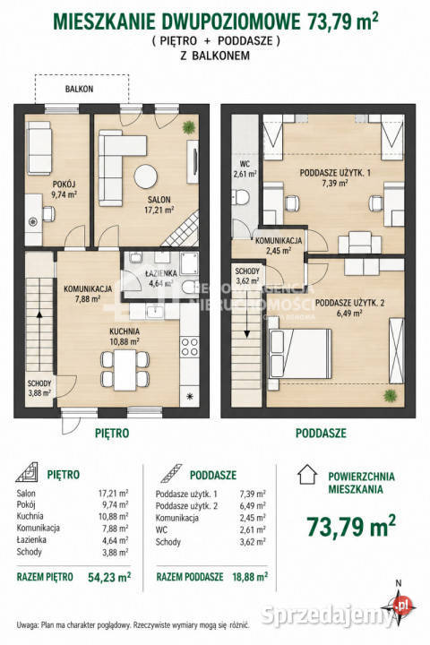 sprzedaży mieszkania 72m2 3 pokoje Sulęczyno Nieruchomości
