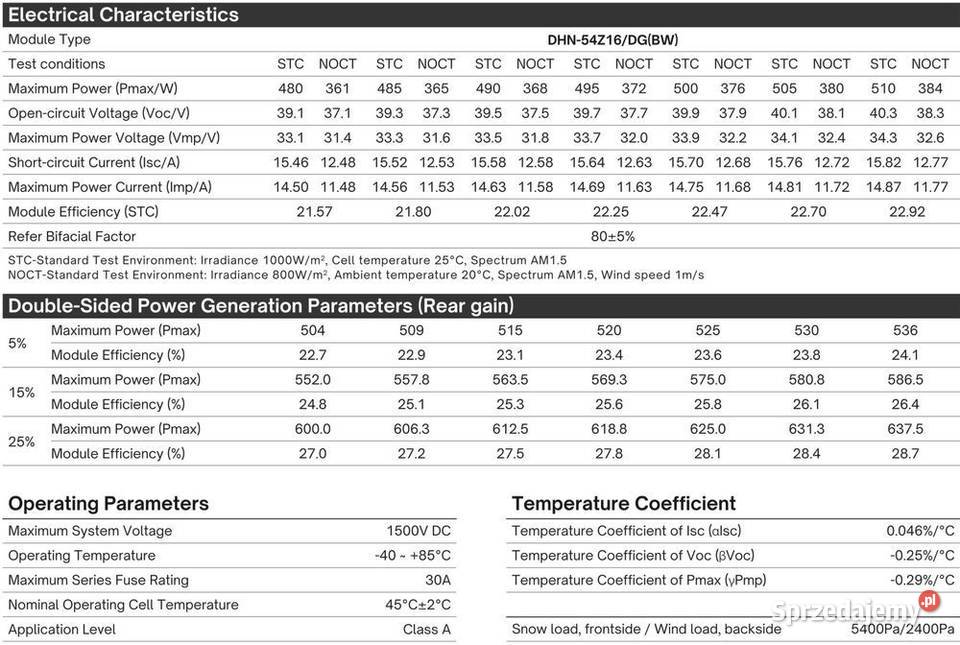 Panel Fotowoltaiczny DAH Solar 510W Black czarna sprzedam