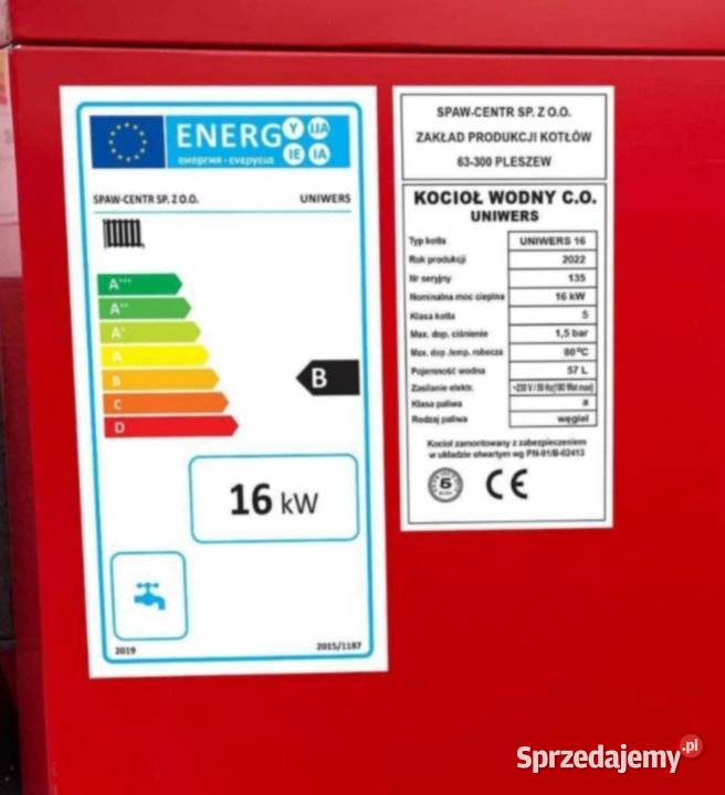 Moc kotła 16 kw na drewno i węgiel Pleszew