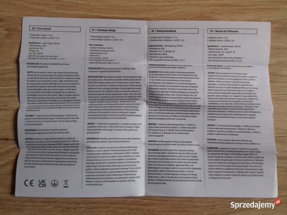 Przedłużacz 230V Maclean MCE209B Listwa Bydgoszcz