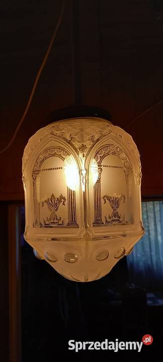 Lampa wisząca dekoracyjnie trawione szkło Skierniewice
