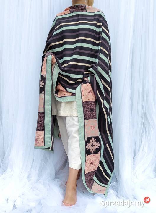 Duży szal w pasy orient granatowy miętowy Szczecin sprzedam