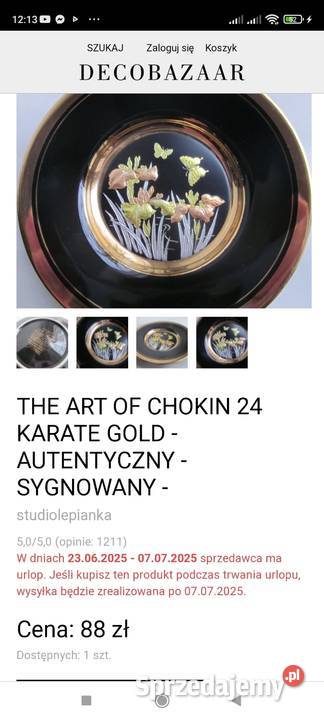 The Art of ChokinJAPOŃSKIE CLOISONN złocony 24