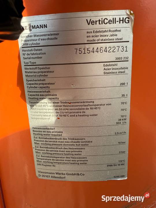 Bojler Viessmann VertiCellHG 200l stal Biznes i Przemysł Paczków