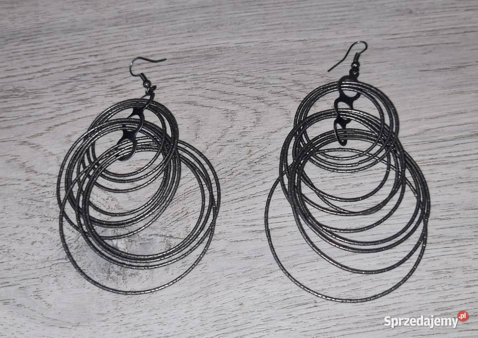 Kolczyki damskie koła wiszące posrebrzane Kolczyki