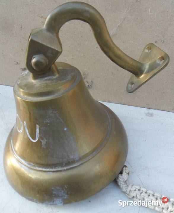 Stary dzwon morski ze statku BIJOU z uchwytem Warszawa