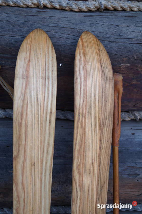 Stare narty jesionowe 165 z kijkami Pruchnik