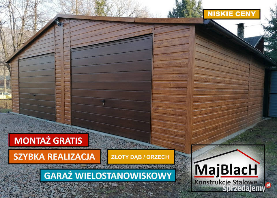 Drewnopodobny GARAŻ BLASZANY Blaszak Garaże Mońki