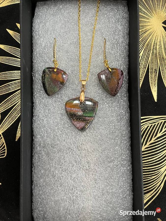 KOMPLET NASZYJNIK I KOLCZYKI Stare Juchy