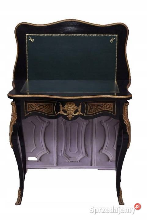 Drewniane Biurko Boulle Stół Biuro Okucia z Kraków