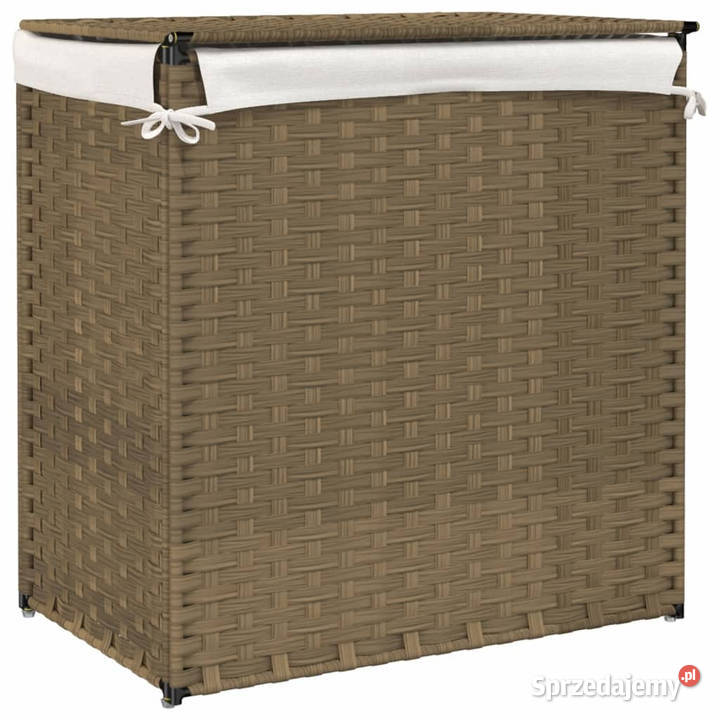 Kosz na pranie z 2 komorami 53x35x57 polirattan mazowieckie Warszawa