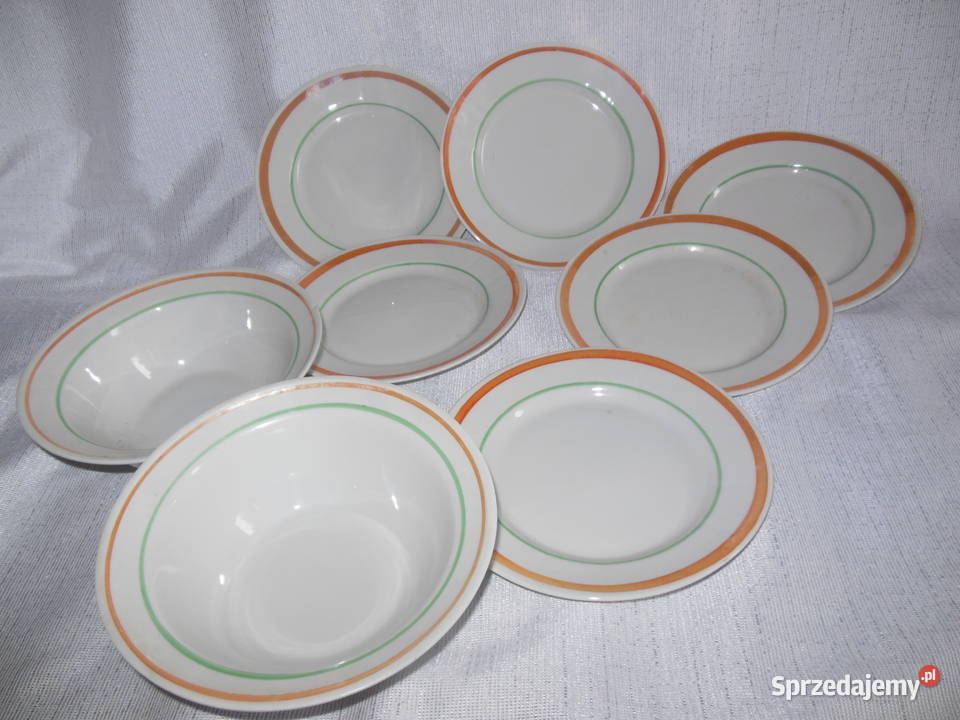 Talerzyki deserowe 6 i 2 miseczki Łomonosow PRL