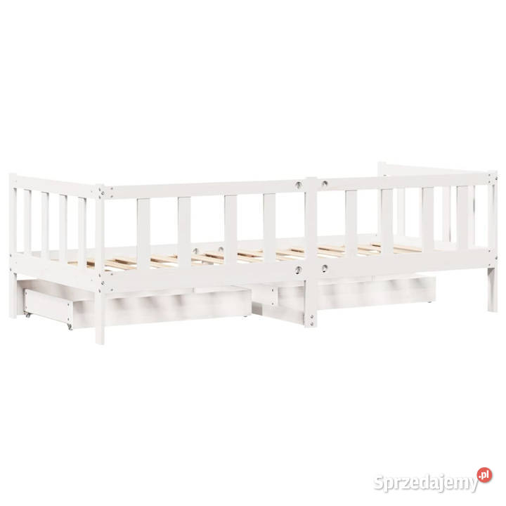 Łóżko dzienne z szufladami białe drewno sosnowe 203cm sprzedam