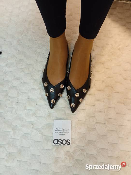 40 ASOS Design czarne bogato zdobione baleriny z Asos Kraków