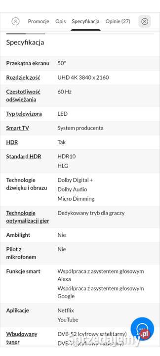 Telewizor TCL 50p610 Łódź sprzedam