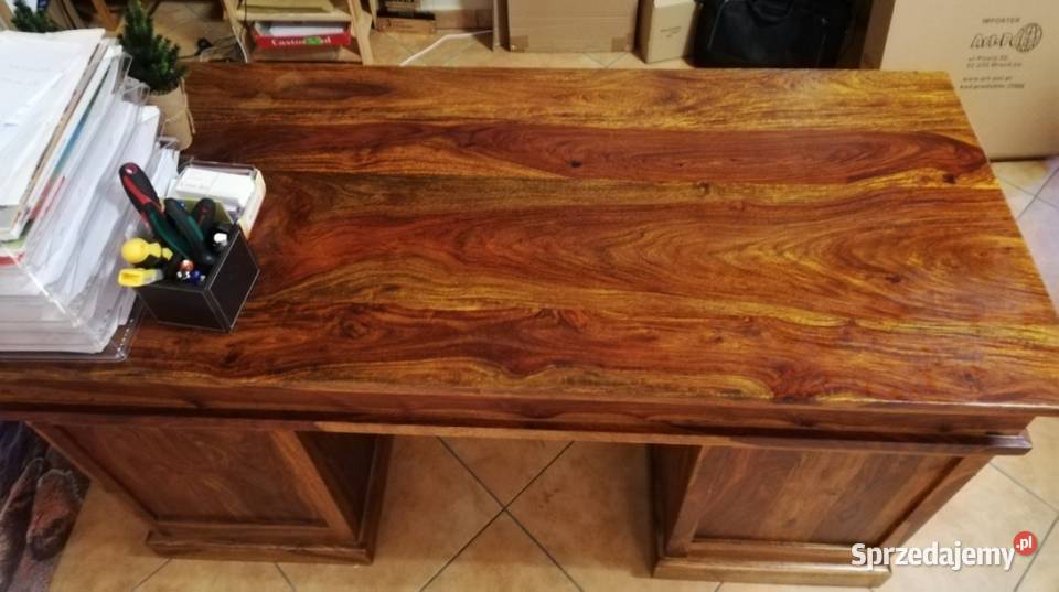 drewniane indyjskie biurko gabinetowe palisander 60cm