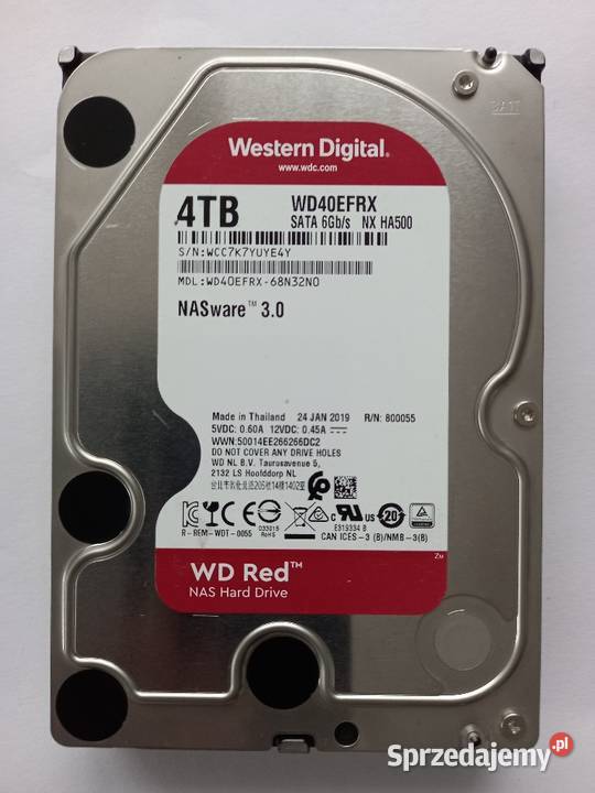 WD Red NAS 4TB SATA 35 WD40EFRX 5400RPM wewnętrzny Dyski Tomaszów Lubelski sprzedam