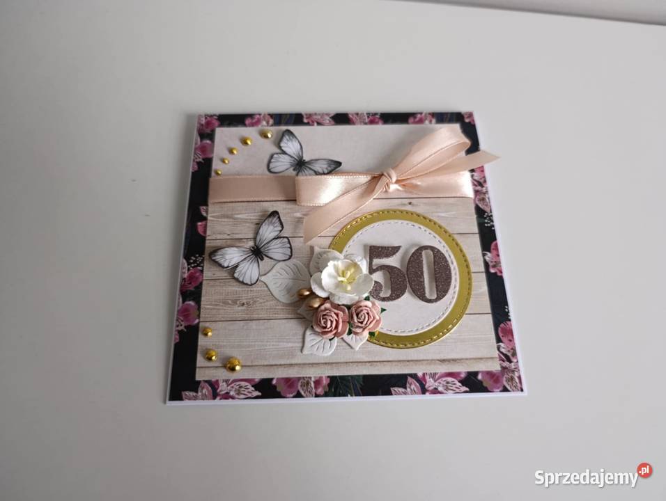 Karttka na urodziny ręcznie robiona z kwiatami łódzkie Łódź