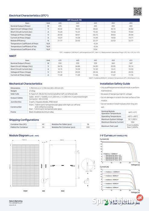 Panel fotowoltaiczny Hyundai Solar HiTH455LEFBZB