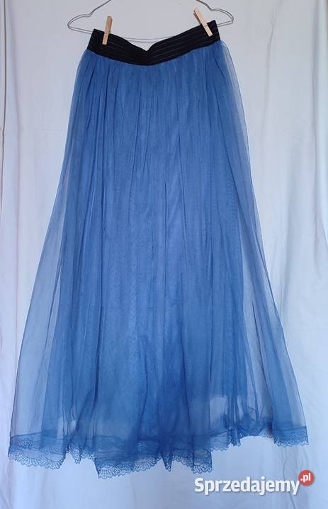 Długa tiulowa spódnica niebieska r MLXL Spódnice i sukienki pomorskie