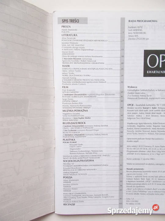 Kwartalnik Opcje numer 1 z 1998 roku Opcje Kraków