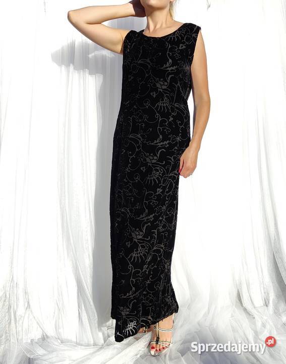 Czarna suknia Noa Noa L 40 welur velvet jedwab Rozmiar 40(L) Szczecin